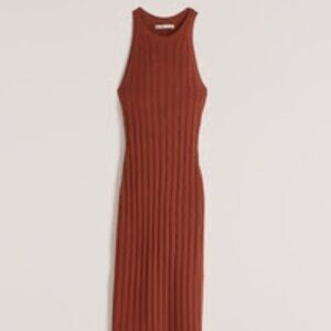 Ribbed Knit Midi Dress | Rust Brown Sleeveless | Minimalist Chic